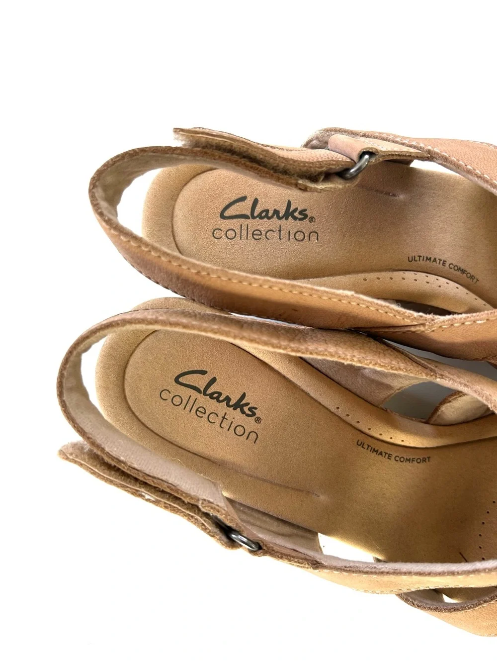Clarks Strappy Tan Giselle Beach Cork Wedge Sandal